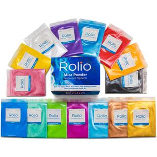 Rolio Mica Powder Pearlescent Color Pigment - Art Set til harpiksepoxy - Til s?befremstilling af neglelak Set Lip Gloss Set Eye Shadow Bath Bomb