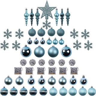 Sunnyglade 60ct Blue Christmas Tree Ball Ornamenter Set Shatterfast Christmas Bling-Bling hængende dekoration med håndholdt gavepakke til Xmas Tr