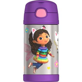 THERMOS FUNTAINER Vandflaske med halm - 12 ounce Gabbys Dollhouse - Kids Rustfrit stål Vakuum Isoleret vandflaske med låg