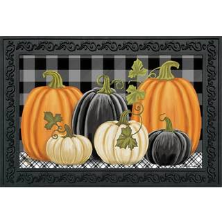 Briarwood Lane Checkered Pumpkins Autumn Doormat Primitive Indoor/Outdoor 30 """" X 18 """"