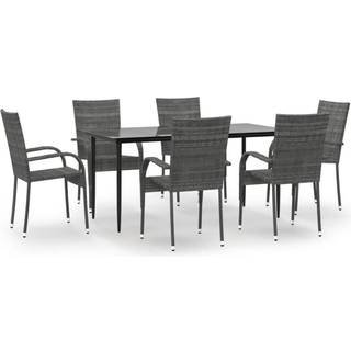 Spisebordssæt til Haven - Grå / 160 cm bordlængde / 6