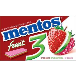 Mentos Gum Jordbær - Æble og Hindbær 33 g.