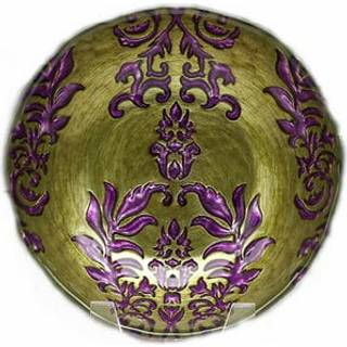 Rød granatæble damask skål grøn lilla 7,5-tommer