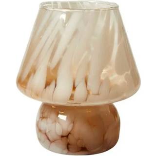 Mushroom lysestage, beige glas