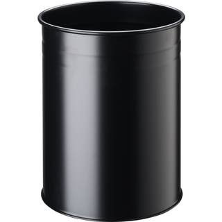 Papirkurv i metal 15 liter rund med dekorativ ring sort