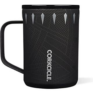 Corkcicle Marvel Black Panther 16 oz Kaffekrus - Triple Isoleret rustfrit stålkop med klart låg og silikone bund