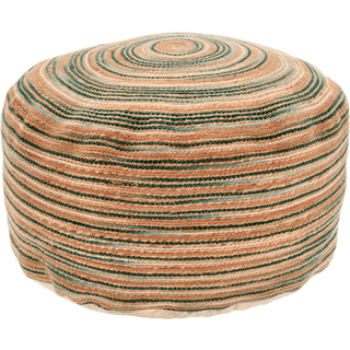 Vem Puf fra Villa Collection - Grøn/Natur/Rosa farve - 60%Jute/40%Bomuld