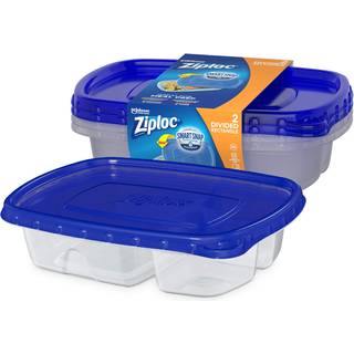 Ziploc Food Storage Meal Prep Containere Genanvendelige til k?kkenorganisation Smart Snap Technology Opvaskemaskine Safe Divided Rectangle 2 Coun