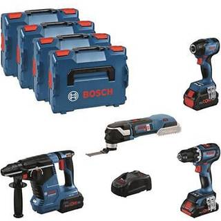 Bosch Professional 18V Elværktøjssæt GSR 18V-90C+GDR 18V-210C+GBH 18V-24C+GOP 18V-28 med 3 stk. batteri, lader og L-BOXX