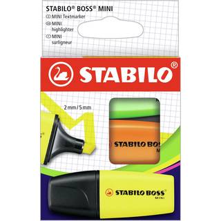 Stabilo Boss Mini Highlighter 3-Color Set gul orange og gr?n