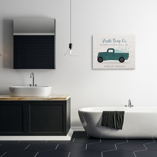Stupell Industries Fresh Soap Co. Vintage Green Truck Bath Bubbles Designet af Natalie Carpentieri Canvas Wall Art 30 x 24 Off- White