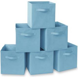 CASAFIELD SET AV 6 COLLAPBLECT TABLE CUBE LAGRING BINS BABY BLÅ - 11 """" Fällbara tygkorgar för hyllor Cubby -arrangörer och mer