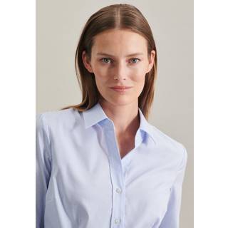 Seidensticker SN080619 Women´s Blouse Slim Fit Check/Stripes Long Sleeve New Check Light Blue - White 34