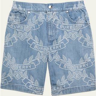 Burberry Kids Oak Leaf Crest printed denim shorts - multicoloured - Y 10