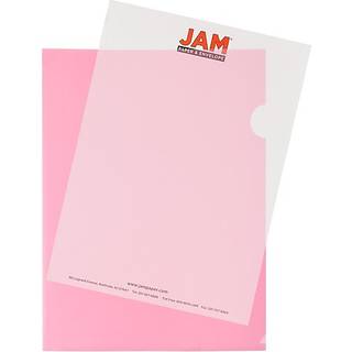Jam Paper Plastic Sleeves - Letter St?rrelse - 9 x 11 1/2 - Red Project Pockets - 12 Sides Protectors/Pack