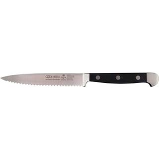 Güde Alpha Tomatenmesser 13 cm mit Wellenschliff - CVM-Messerstahl - Griffschalen Hostaform - Schwarz,Silber