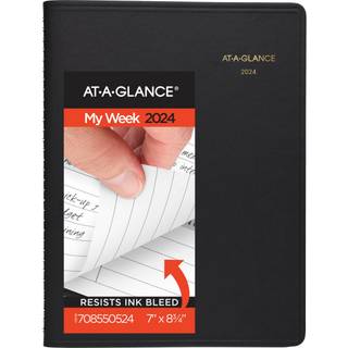 2024 AT-A-GLANCE Open Scheduling Weekly Planner 6-3/4 """" X 8-3/4 """" Sort januar til december 2024 7085505