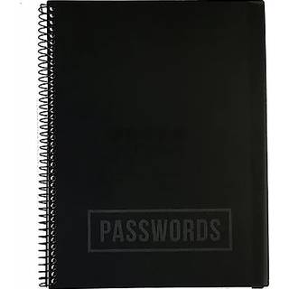 Re-Focus-adgangskodebog med alfabetiske faner 10 """" X7.6 """" Spiral Bound Credentials Keeper Gemmer alle internet-logindetaljer (sort)