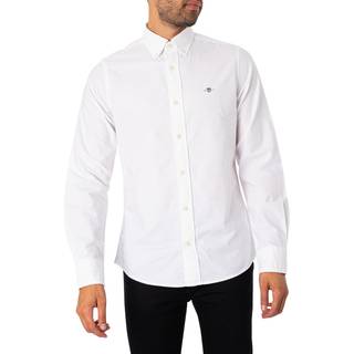 Ganttil mænd. 3000102 Slim fit-skjorte i hvid poplin (3XL), Casual, Bomuld, Klassisk, Lange ærmer