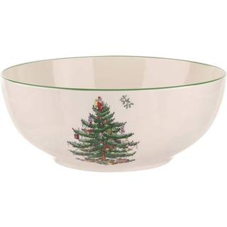 Spode juletr? Medium Round Bowl 8 - tomme rund sk?l til servering af pastasalatsuppe og side retter lavet af fin porcel?n opvaskemaskine sikker