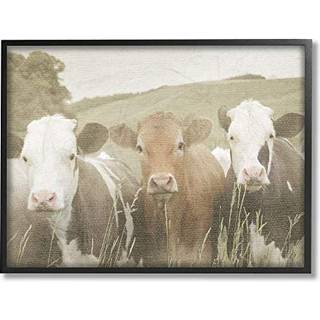Stupell Industries Happy Neighbours Cows in the Field Black Framed Wall Art 16 X 20 Design af kunstner Daphne Polselli
