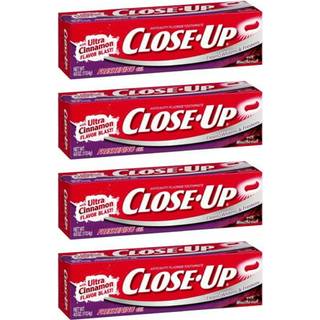 Close-Up Fluorid Rød Gel Tandpasta og Mundskyl, Frisk kanel - 118 ml, 4-pak, Kariesbeskyttelse og fjernelse af pletter