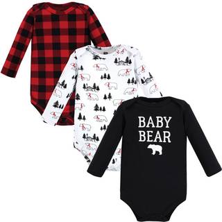 Hudson Baby Baby Girls Cotton Longærme bodysuits og småbarn t-shirt Set Buffalo Plaid Bear 3-Pack 6-9 måneder os