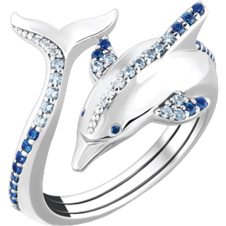 Thomas Sabo TR2384-644-1 Silberring Delfin mit Blauen Steinen