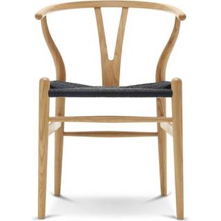 Carl Hansen - CH24 Y-Stolen Ek/ Snöre Svart Oljad - Spisebordsstole - Hans J. Wegner - Træ farvet - Papir/Træ