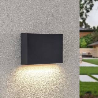 Lindby udendørs LED-væglampe Jarte, 20 cm, ned, grå, IP65