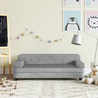 sofa til børn 90x53x30 cm velour lysegrå