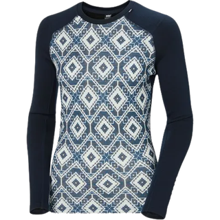 Helly Hansen Lifa Merino Midweight Graphic Crew, dame, navy