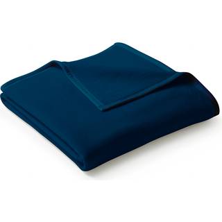 Luksus Bomuldsplaid fra BIEDERLACK - UNI COLOUR DARK BLUE