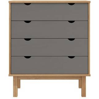 Kommode Otta 76,5X39,5X90 Cm Massivt Fyrretræ - Brun og grå