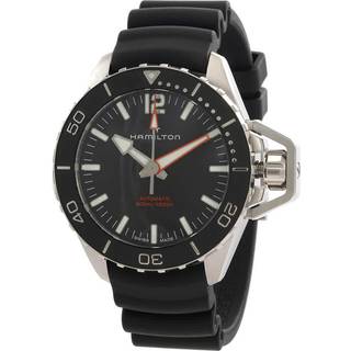 Hamilton Khaki Navy Frogman Automatic Black Dial Rubber Strap Men's Watch H77825330