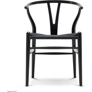 Carl Hansen - CH24 Y-Stolen Ek/ Snöre Svart Svartlackerad - Spisebordsstole - Hans J. Wegner - Sort - Papir/Træ