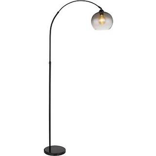 Newcastle gulvlampe, højde 196 cm, sort mat/røggrå