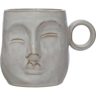 Bloomingville stent?j ansigt Reaktiv glasurcreme Color Mug 1 Coun (pakke med 1) Hvid