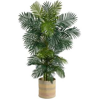 6.5 'Golden Cane Artificial Palm Tree i h?ndlavet naturlig bomuld Multicolored Woven Planter