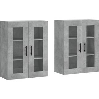 Vægskabe Konstrueret Træ - Betongrå / Rør sort