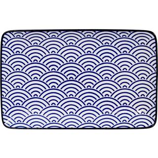 Tokyo Design Studio Nippon Blue Sushi Plate 13,5x21 Cm Wave - Middagstallerkner Porcelæn Blå - 15607