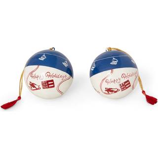 Lexington Papier Maché Christmas Balls 2-pack White/blue - Julepynt Papir Hvid - 123480135604-ONE