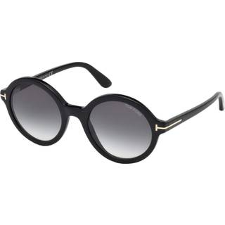 TOM FORD Kvinde FT0602 NICOLETTE-02 01A Solbriller Acetat Sort Grå Rund Normal Skygge