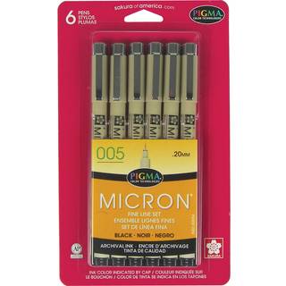 Sakura Pigma Micron Fineliner Pens - Arkiver Black Ink Pens - Pens til at skrive tegning eller journalf?ring - Sort bl?k - 005 Point St?rrelse -