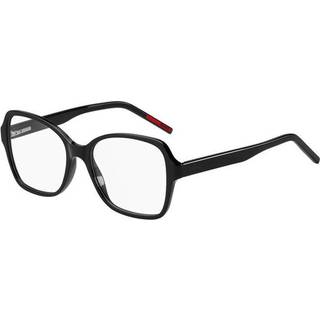 Briller med styrke i sort acetat med brandede tindinger