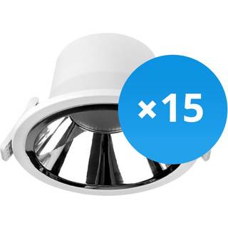 Fordelspakke 15x Noxion LED Downlight Apollo 20W 2300lm 60D - 830 Varm Hvid | 220mm - Udsnit 200mm - Alu Reflektor - UGR <19