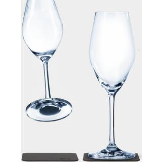 Magnetiske champagneglas i krystal Silwy Magnetic Crystal Glass Champagne, transparent, 20 cl, 2-pak + magnetiske glasunderlag