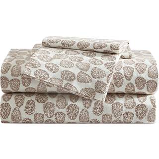 Eddie Bauer - Twin Sheets Cotton Flannel Bedding Set b?rstet til ekstra bl?dhed Hyggeligt boligindretning (Little Creek Pine Cone Beige Twin)