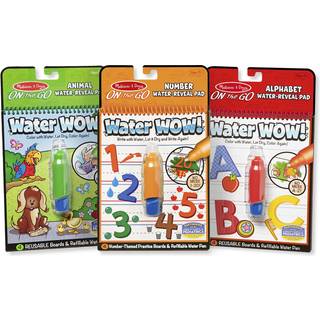 Melissa & Doug p? farten WoW! Vand-Reveal Activity Pads 3-PK Animals Alphabet Numbers-3-Pack med genanvendelige rejseraktiviteter for b?rn