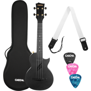 Cascha Carbon Fibre Set Black Koncert Ukulele